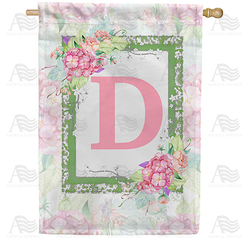 America Forever Watercolor Hydrangeas Monogram House Flag