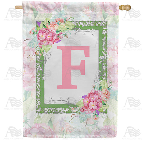 America Forever Watercolor Hydrangeas Monogram House Flag