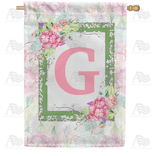 America Forever Watercolor Hydrangeas Monogram House Flag