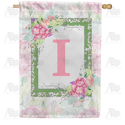 America Forever Watercolor Hydrangeas Monogram House Flag