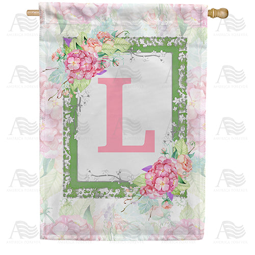 America Forever Watercolor Hydrangeas Monogram House Flag