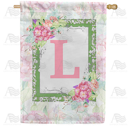 America Forever Watercolor Hydrangeas Monogram House Flag
