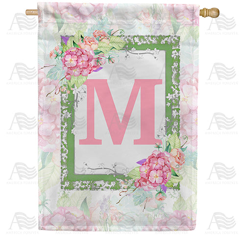 America Forever Watercolor Hydrangeas Monogram House Flag