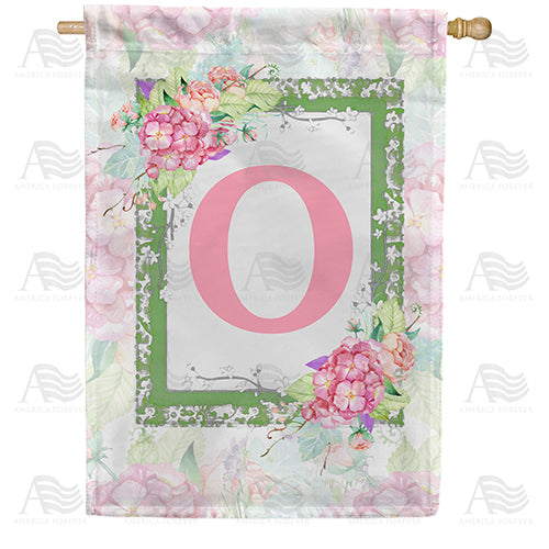 America Forever Watercolor Hydrangeas Monogram House Flag