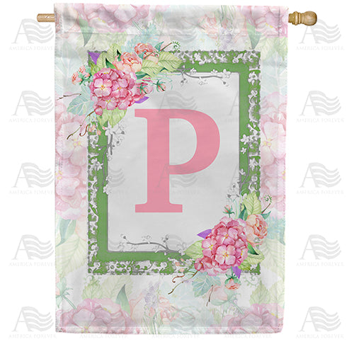 America Forever Watercolor Hydrangeas Monogram House Flag