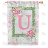 America Forever Watercolor Hydrangeas Monogram House Flag