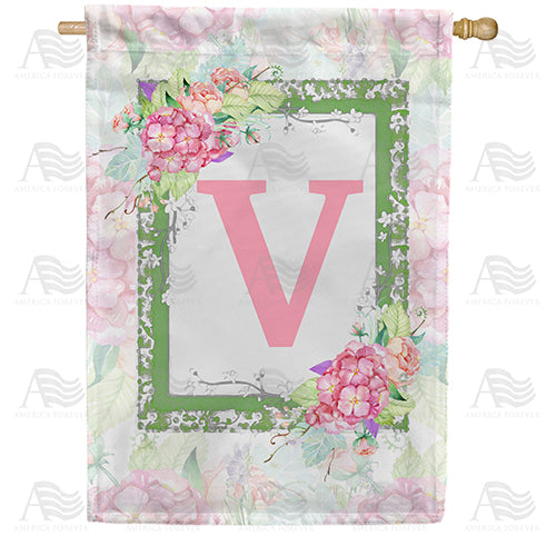 America Forever Watercolor Hydrangeas Monogram House Flag