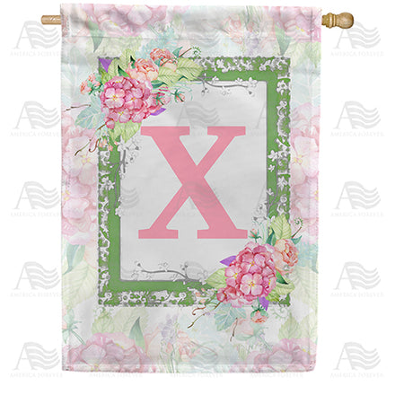 America Forever Watercolor Hydrangeas Monogram House Flag