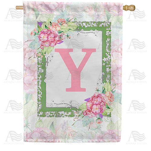 America Forever Watercolor Hydrangeas Monogram House Flag