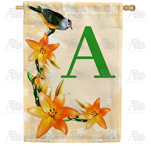 America Forever Orange Lilies Monogram House Flag
