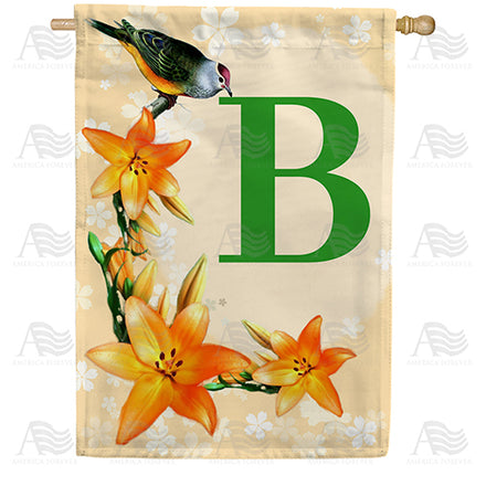 America Forever Orange Lilies Monogram House Flag