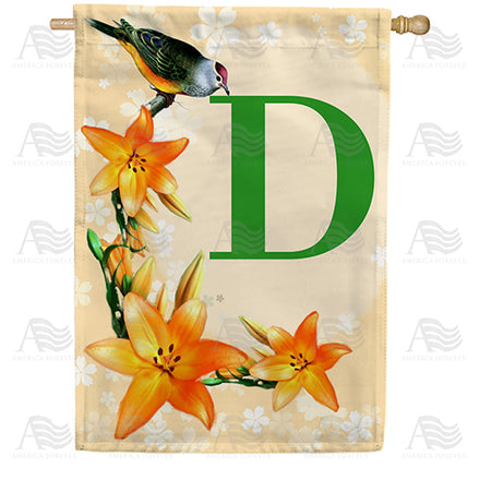 America Forever Orange Lilies Monogram House Flag