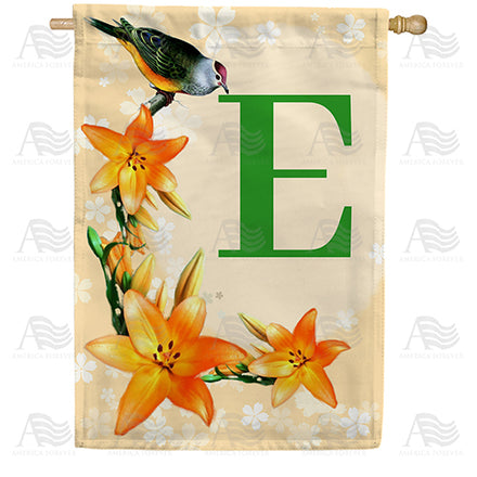 America Forever Orange Lilies Monogram House Flag