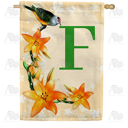 America Forever Orange Lilies Monogram House Flag