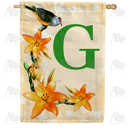 America Forever Orange Lilies Monogram House Flag