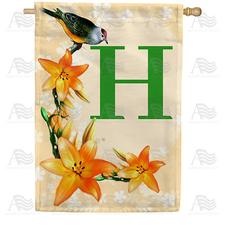 America Forever Orange Lilies Monogram House Flag