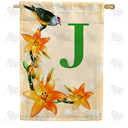 America Forever Orange Lilies Monogram House Flag