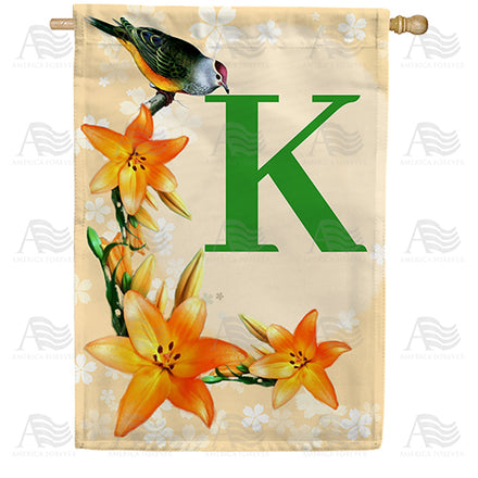 America Forever Orange Lilies Monogram House Flag