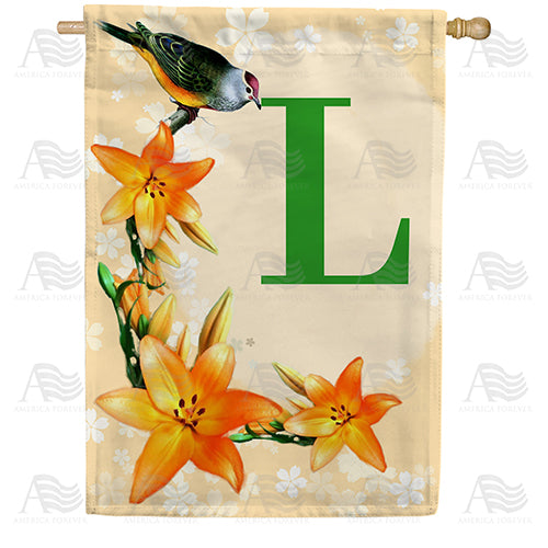 America Forever Orange Lilies Monogram House Flag
