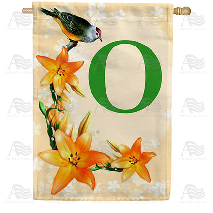 America Forever Orange Lilies Monogram House Flag