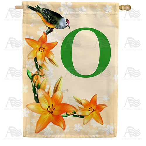 America Forever Orange Lilies Monogram House Flag