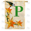 America Forever Orange Lilies Monogram House Flag