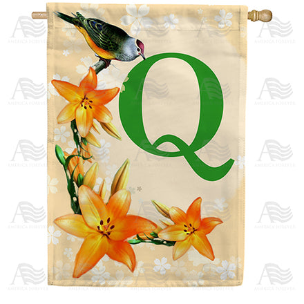 America Forever Orange Lilies Monogram House Flag