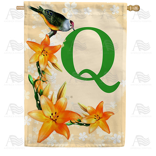 America Forever Orange Lilies Monogram House Flag