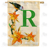 America Forever Orange Lilies Monogram House Flag
