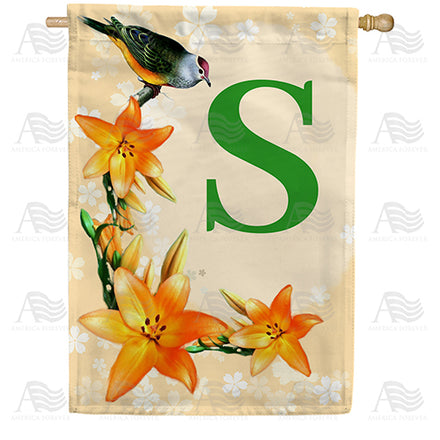 America Forever Orange Lilies Monogram House Flag