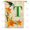 America Forever Orange Lilies Monogram House Flag