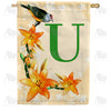 America Forever Orange Lilies Monogram House Flag