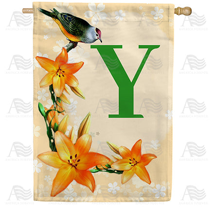 America Forever Orange Lilies Monogram House Flag
