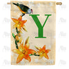 America Forever Orange Lilies Monogram House Flag