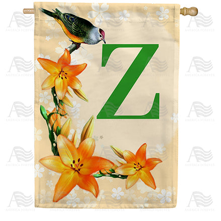 America Forever Orange Lilies Monogram House Flag