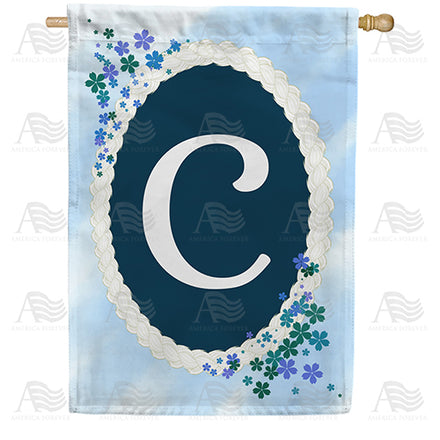 America Forever Dainty Blue Monogram House Flag