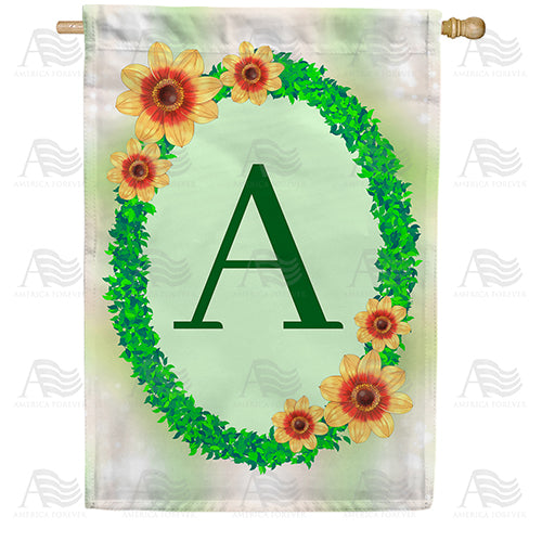 America Forever Green Ivy Monogram House Flag