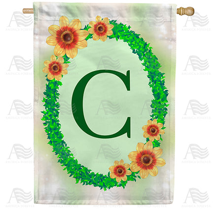 Green Ivy Monogram House Flag
