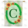 America Forever Green Ivy Monogram House Flag