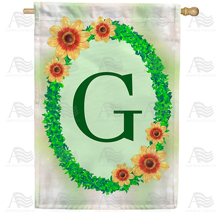 Green Ivy Monogram House Flag