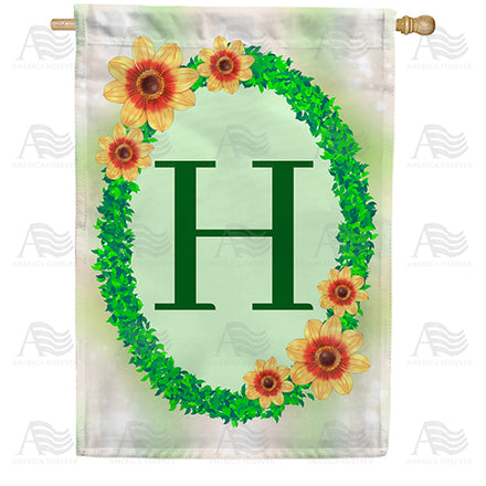 Green Ivy Monogram House Flag