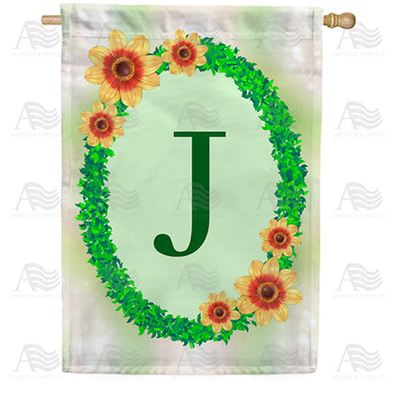 Green Ivy Monogram House Flag
