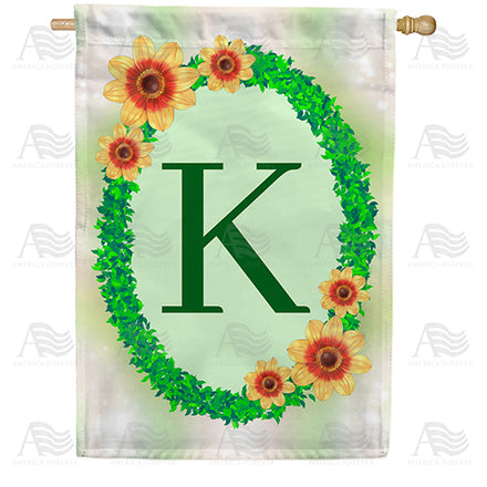 Green Ivy Monogram House Flag