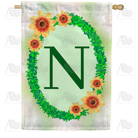 Green Ivy Monogram House Flag