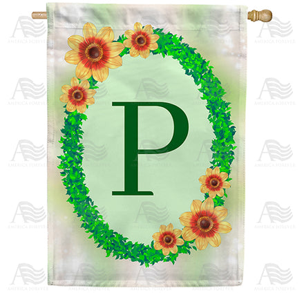 Green Ivy Monogram House Flag