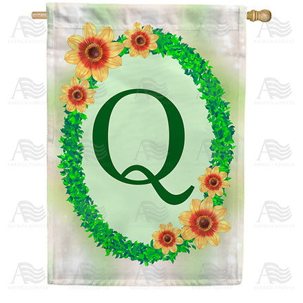 Green Ivy Monogram House Flag