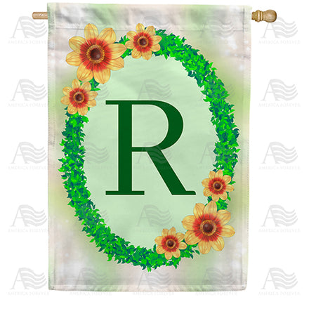 Green Ivy Monogram House Flag