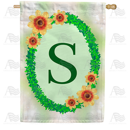 Green Ivy Monogram House Flag