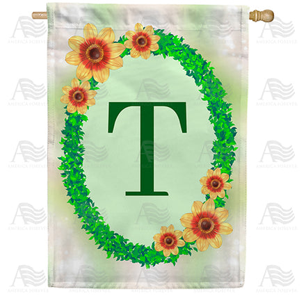 Green Ivy Monogram House Flag
