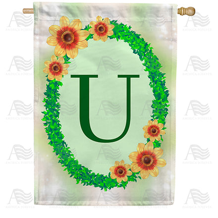 Green Ivy Monogram House Flag